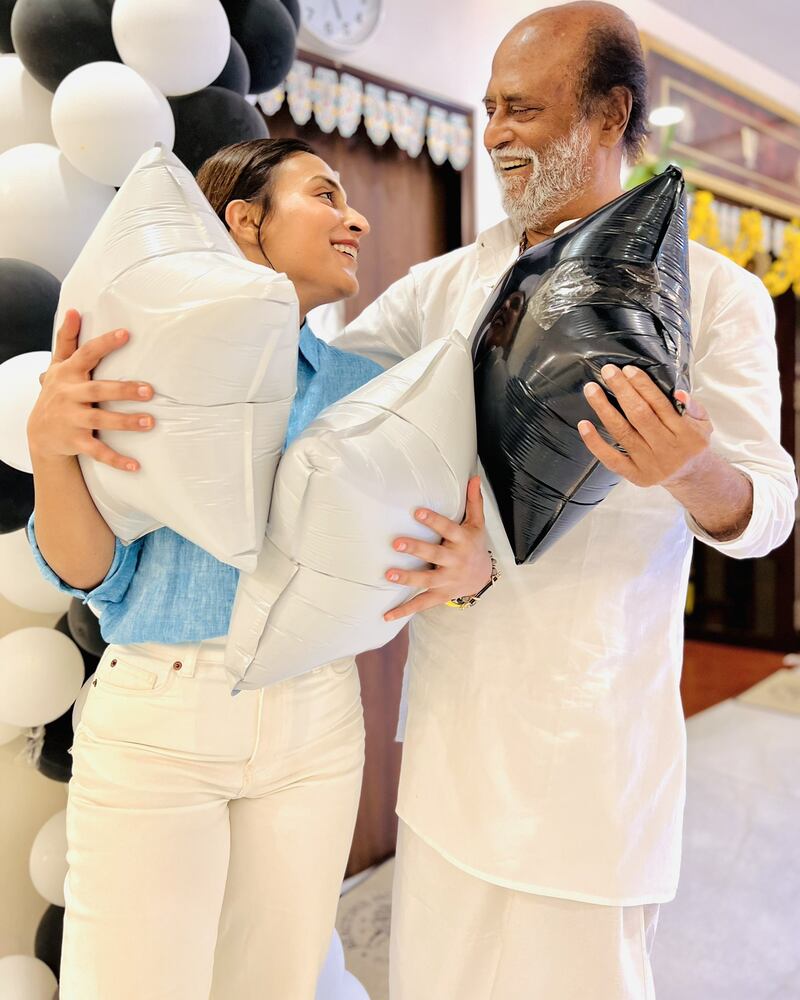 Rajini with his daughters