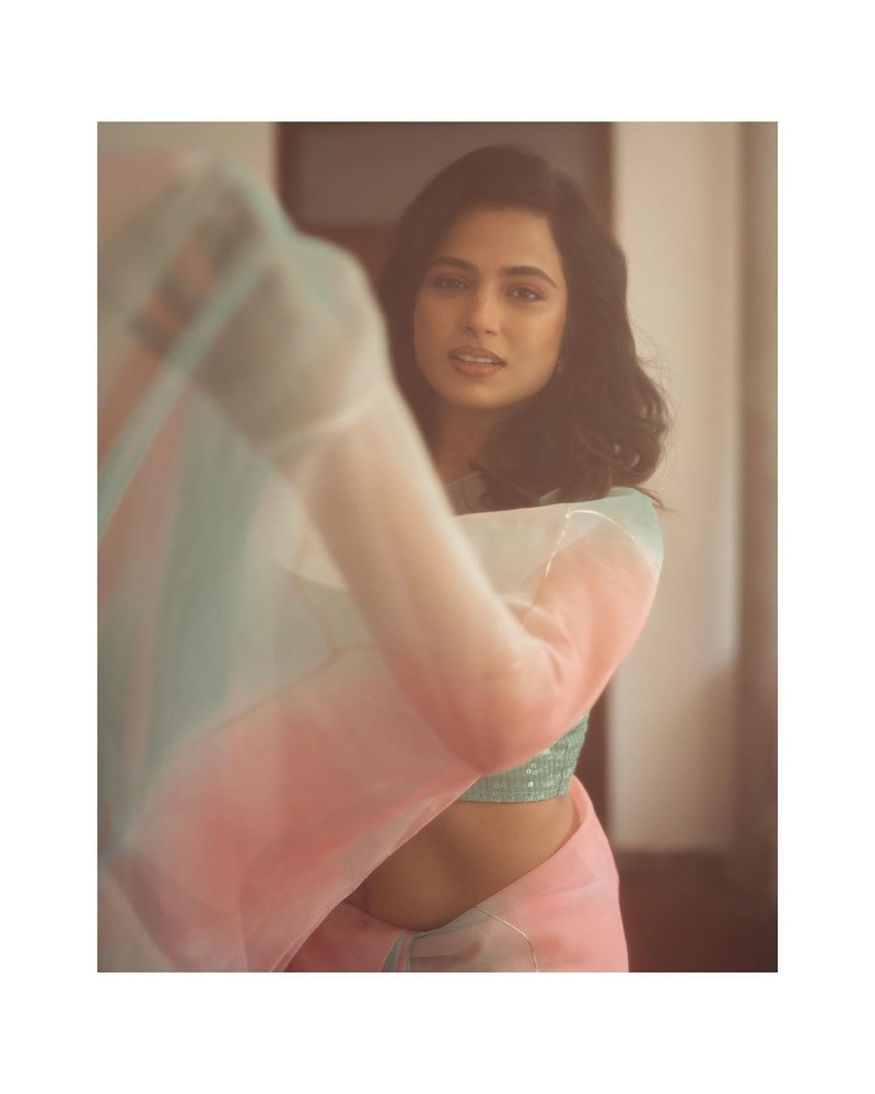 Ramya pandian new hot saree look