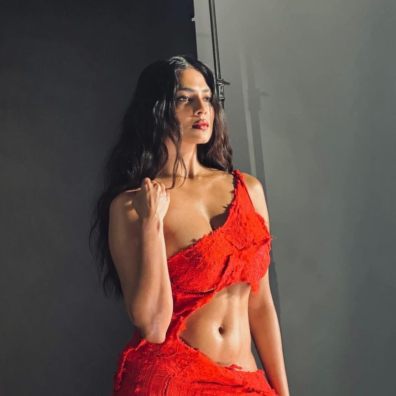 Malavika in red