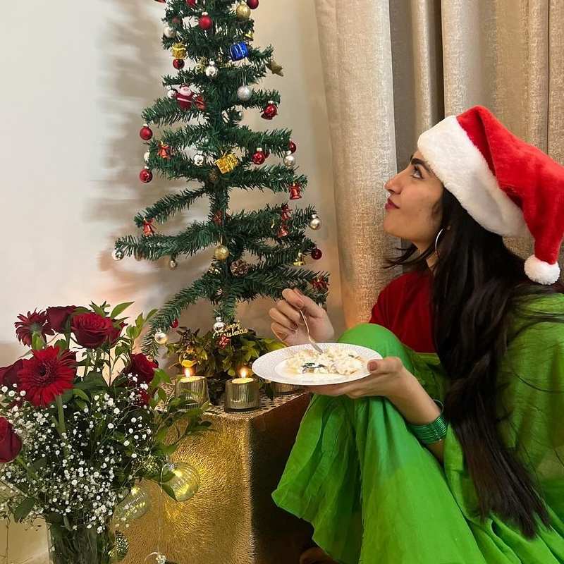 Rukmini in green saree