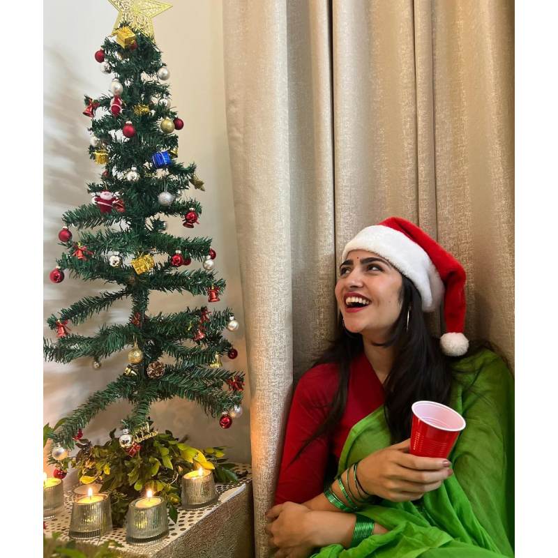 Rukmini in green saree