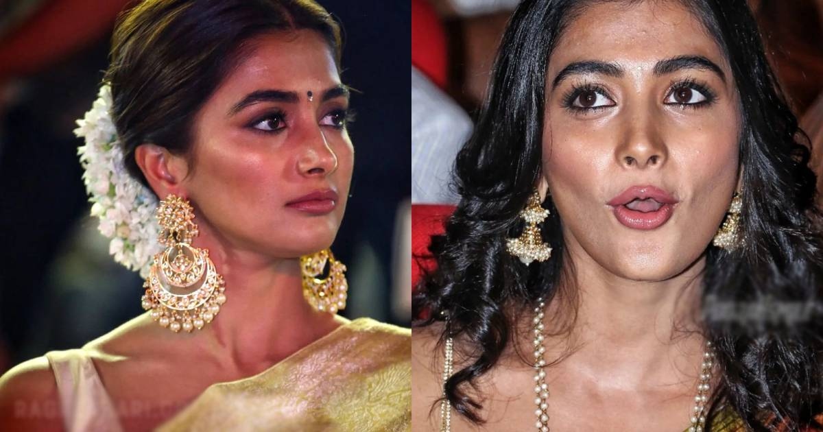 Pooja hegde in green saree clicks