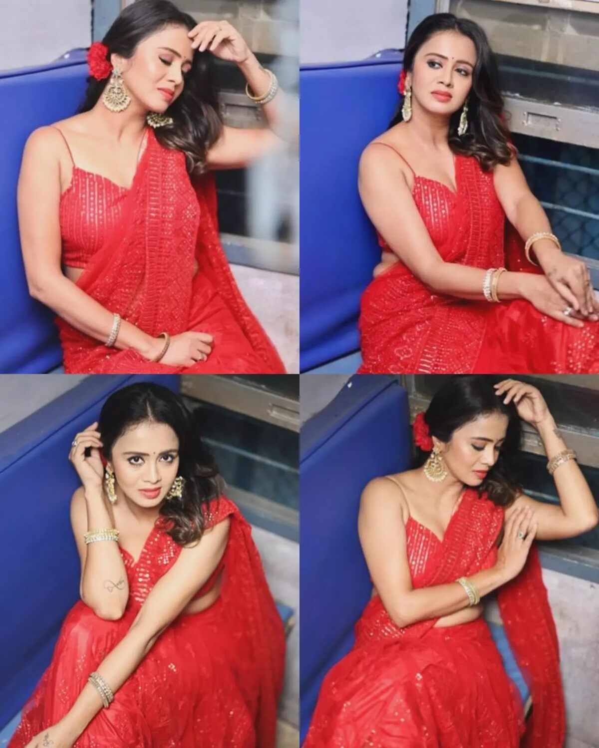 Anjana rangan vj in red dress