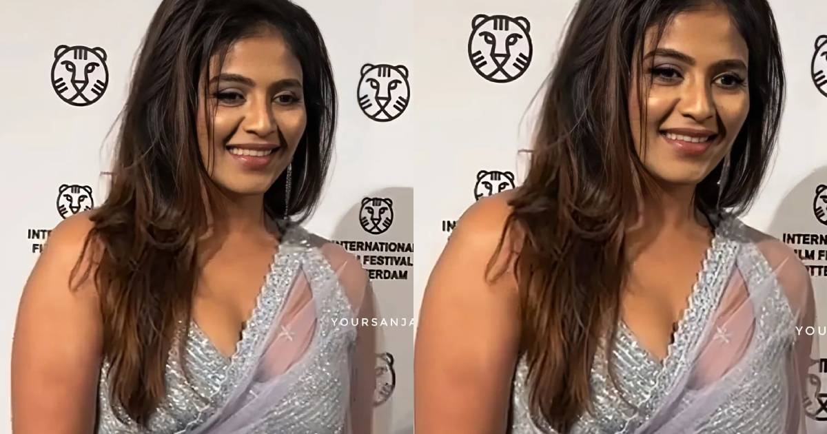 Anjali actress in fil festival in saree vedio