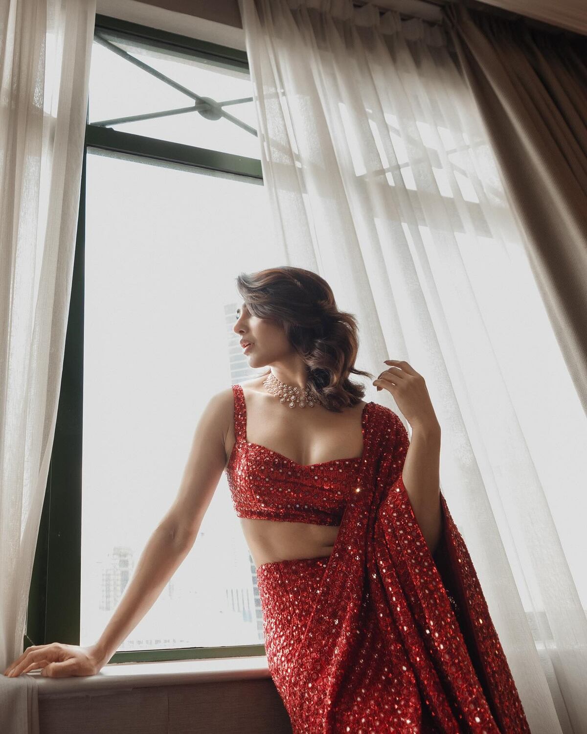 Samantha prabhu in red colour dress