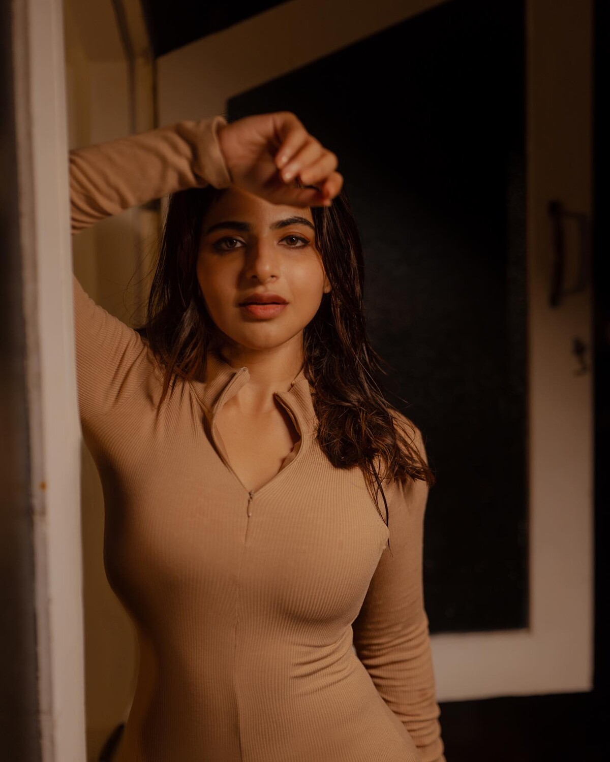 Iswarya menon in hot dress brown
