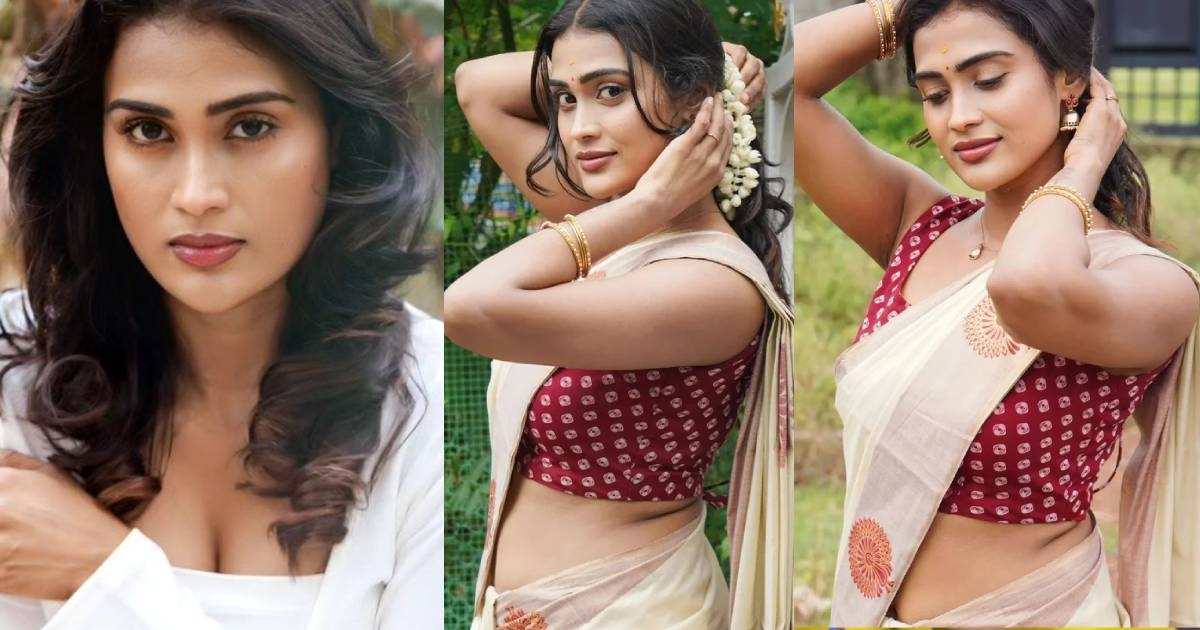 Poornima ravi in saree hot clicks