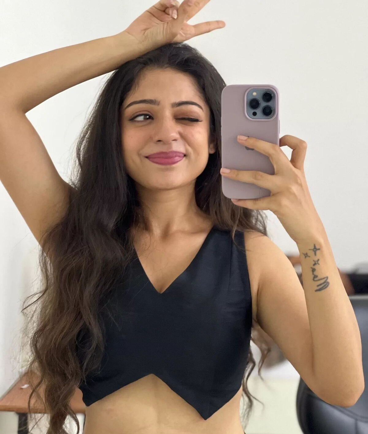 Varsha bollamma new black dress clicks